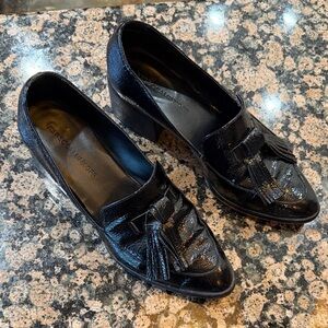 Rebecca Minkoff Black Leather Women's loafers with 2” block heel size 7 1/2